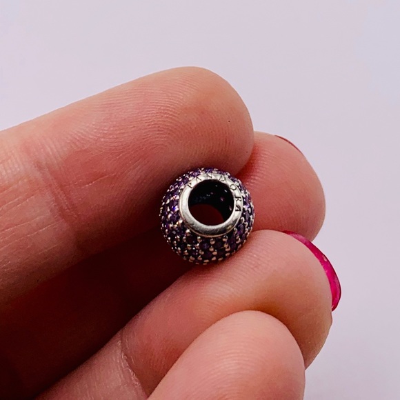 EUC Pandora 791051CFP Sterling Silver Pave Lights Bead w/ Violet Zirconia - Picture 10 of 11